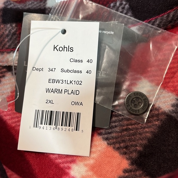 ✨Eddie Bauer✨ NWT Plus Size Quest Plaid Flannel Shirt Size XXL/2XL Red Black - Picture 5 of 12